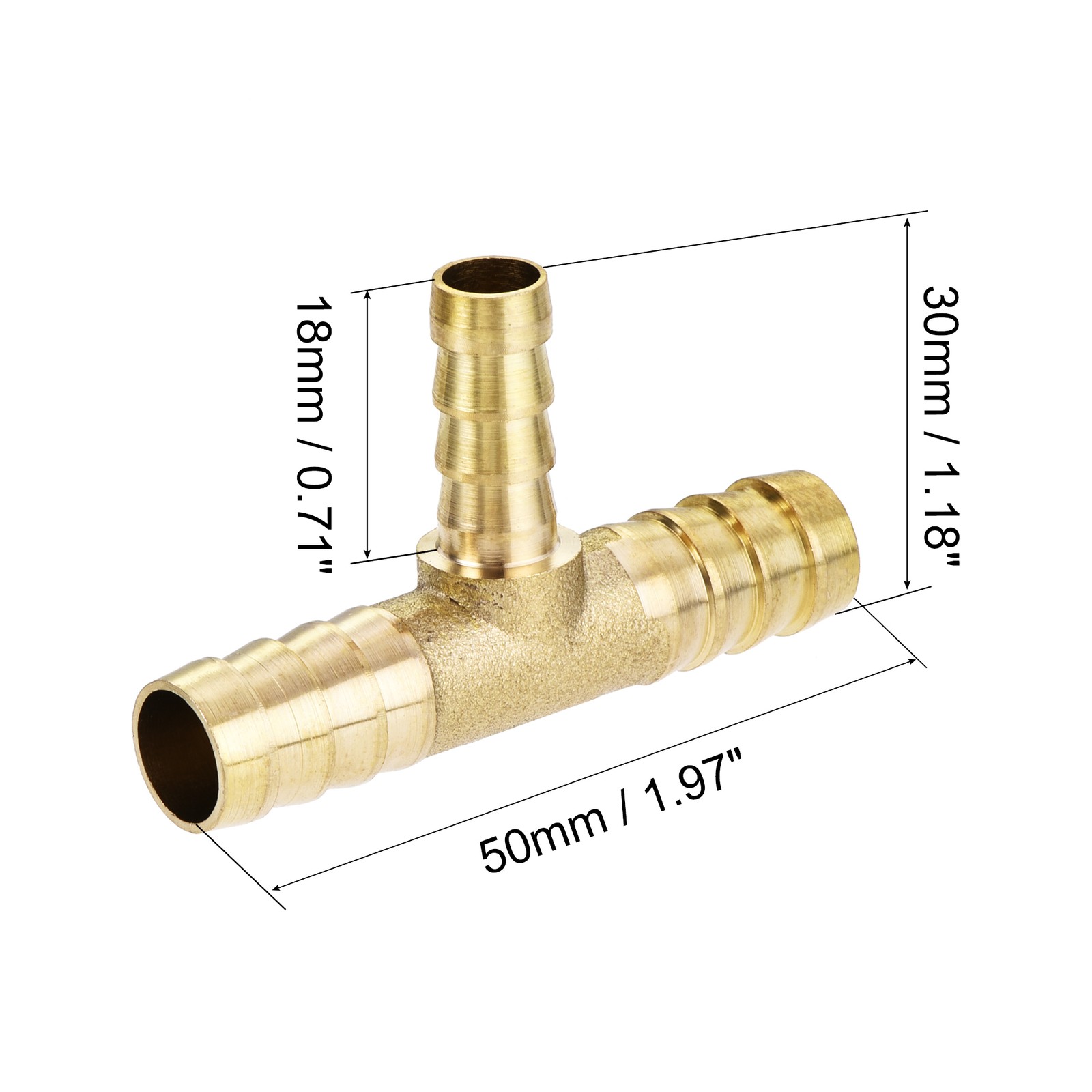 2 x Reducing Barb Hose Fitting Tee T Shape Pipe Connector Brass 3/8″x3/8″x1/4″