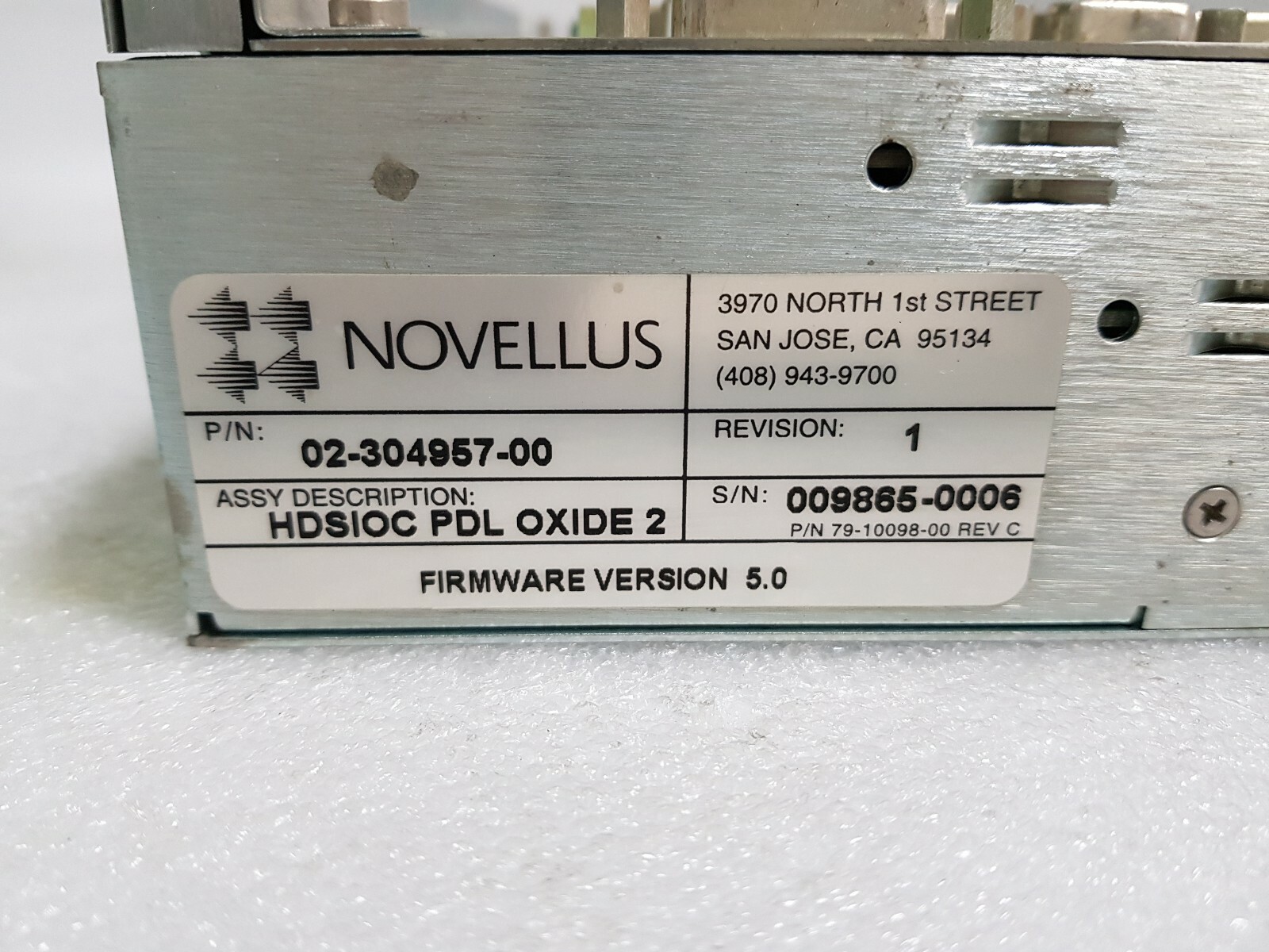 Novellus Systems 02-304957-00 HDSIOC PDL OXIDE2 VERSION 5.0
