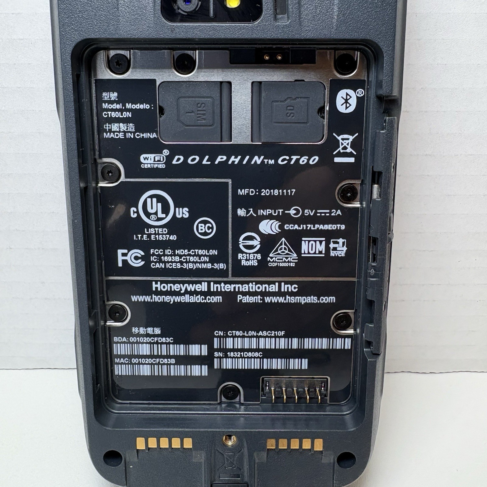 Honeywell Dolphin CT60 Android Mobile Computer CT60-L0N-ASC210F W/Battery