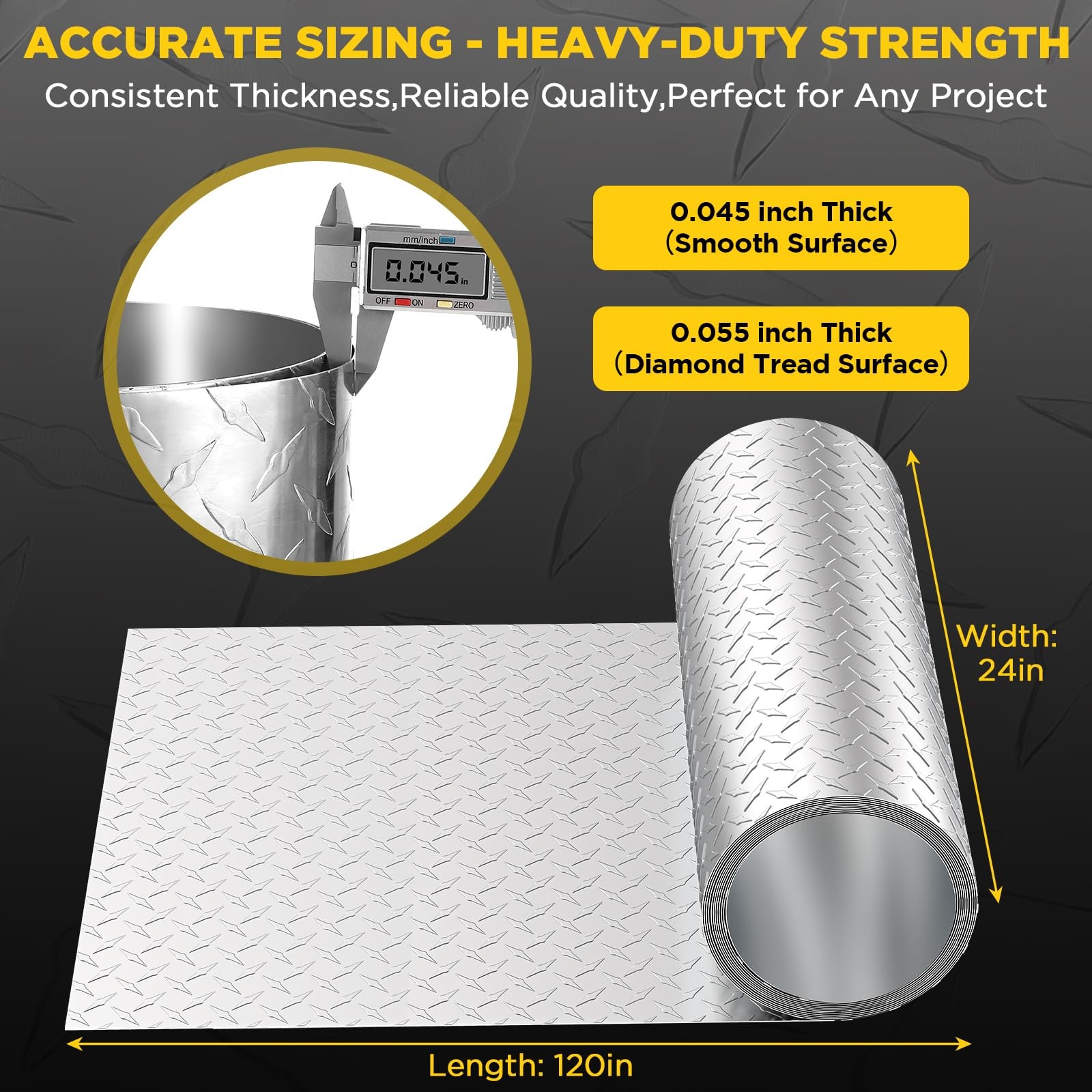 Aluminum Diamond Plate Sheet Metal 120×24 Mill Finish Tread Texture Panel Easy