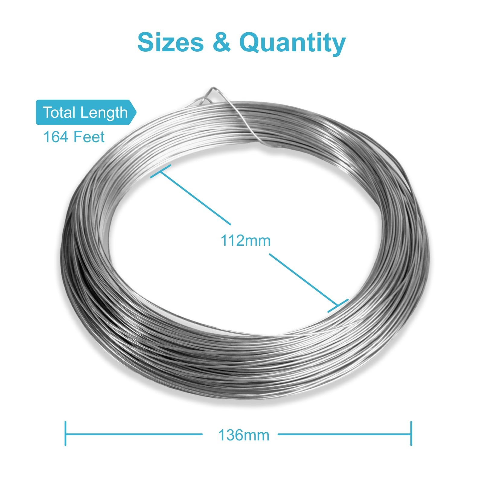 20 Gauge Craft Wire, 164 Feet Galvanized Metal Wire for Picture Hanging, Bons