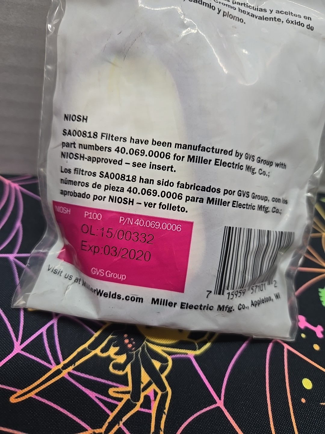 Miller SA00818 Replacement Cartridge P100 Filter Miller Welding Respirator
