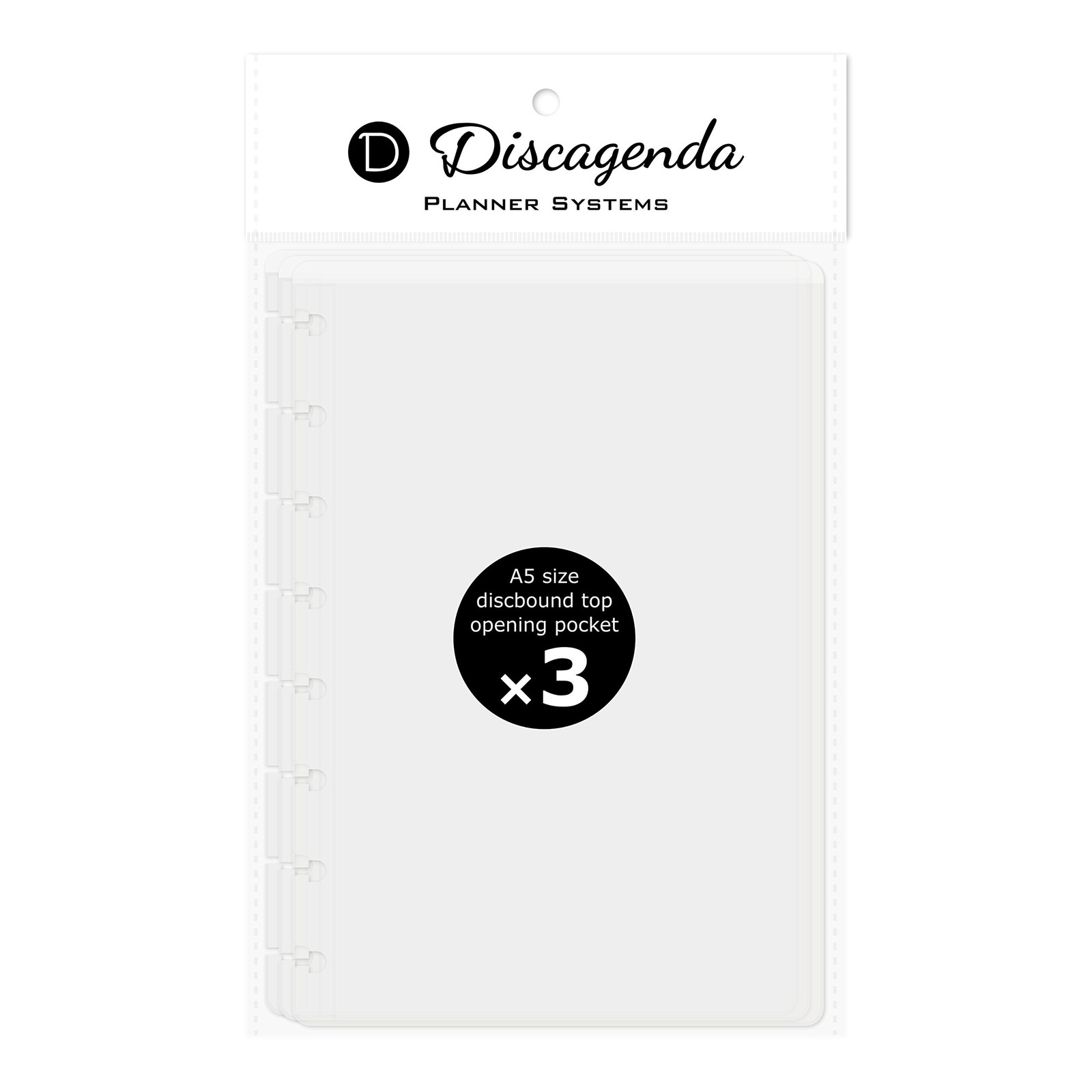 Discagenda Clear Top-Opening Pocket [2nd Edition] A5 (5.8×8.3in), 3 Pack for …