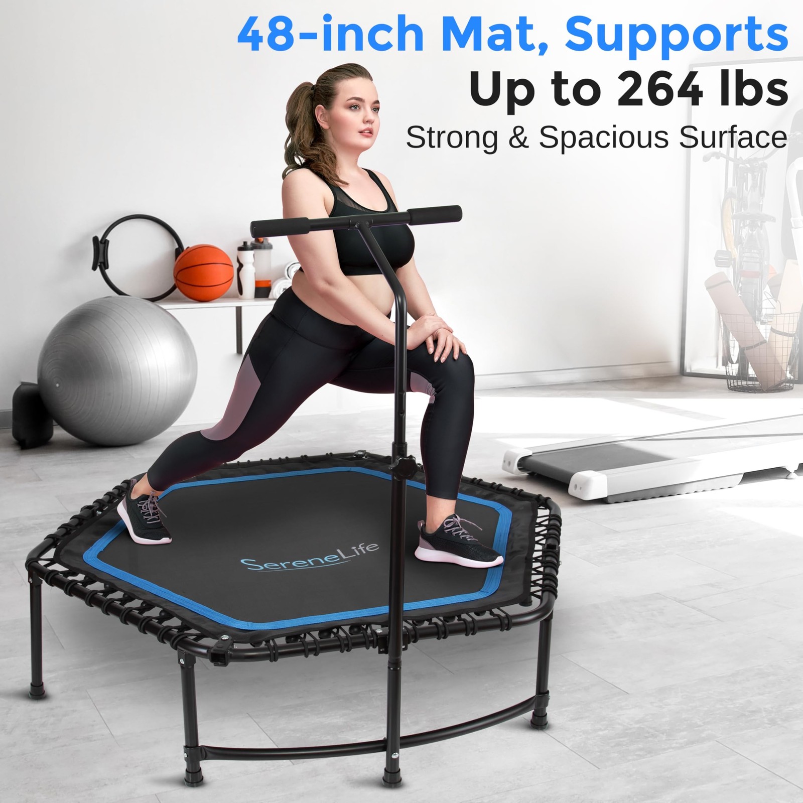 SereneLife 40″/50″ Mini Trampoline for Adults – 450/550LBS Fitness Trampoline…