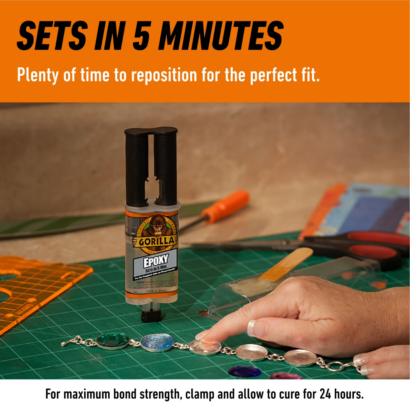 Gorilla 2 Part Epoxy, Clear Epoxy, 0.85 Ounce Syringe (Pack of 1) – 5 Minute Set