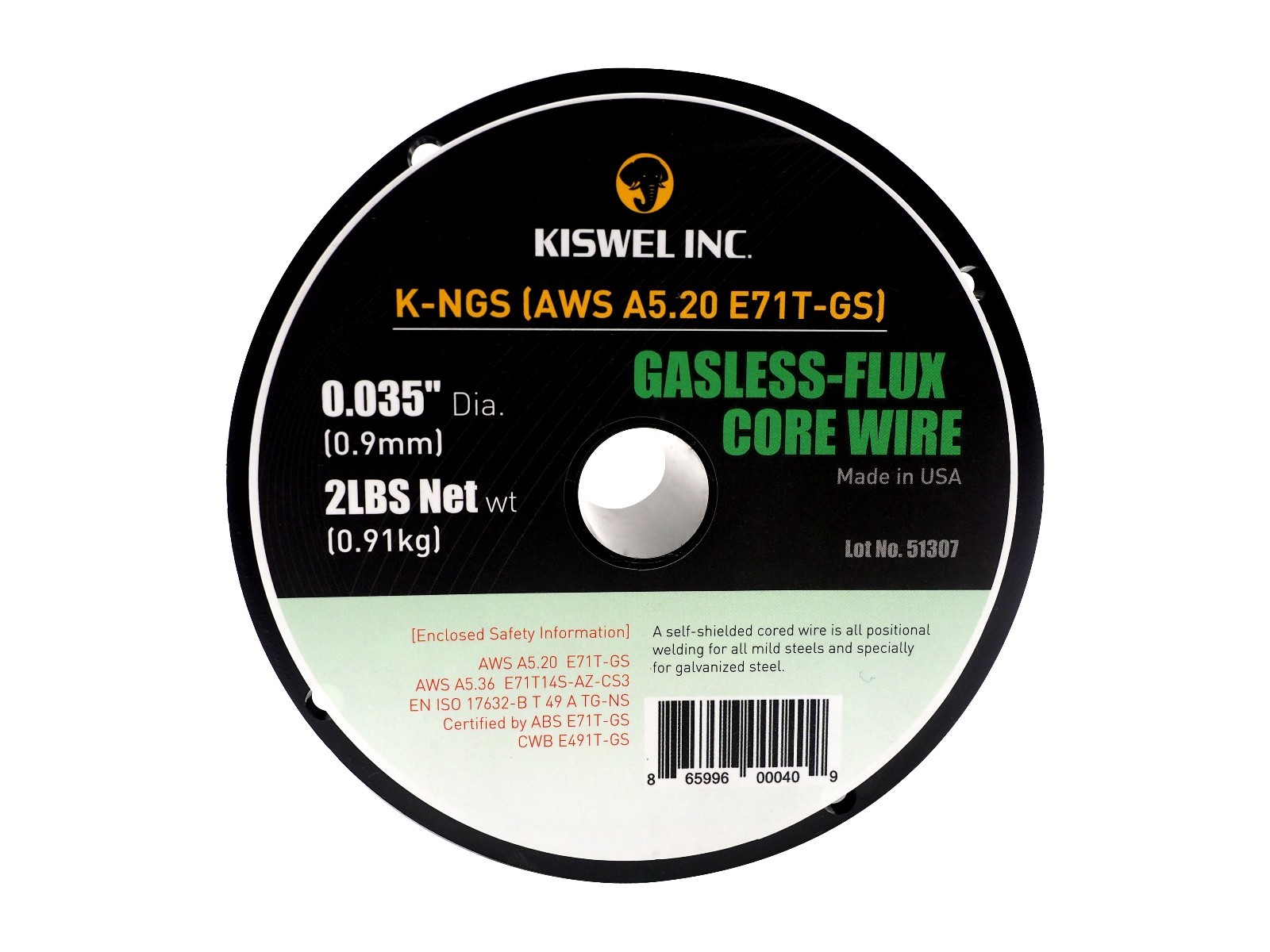 (Made In USA) K-NGS E71T-GS .035in. Dia 2lb Gasless-Flux Core Wire Welding Wire