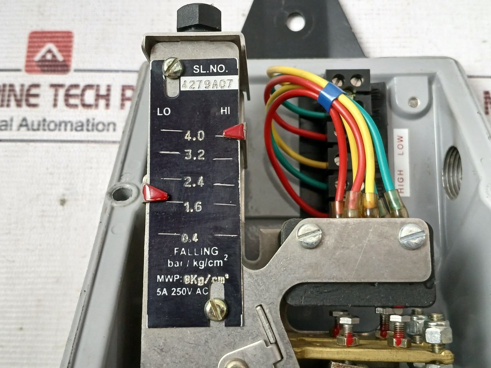Switzer GM 281 02 A6K 2 Z Pressure Switch 5A 250VAC 0.4 To 4.0 KG/CM2