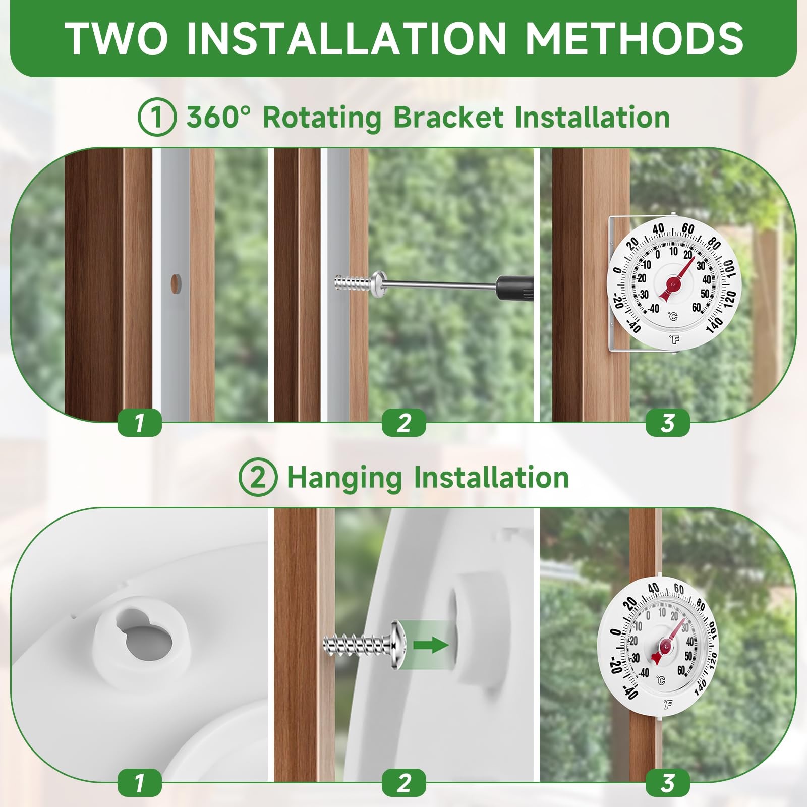 Big and Bold Indoor Outdoor Thermometer with Mounting Bracket Large Numbers