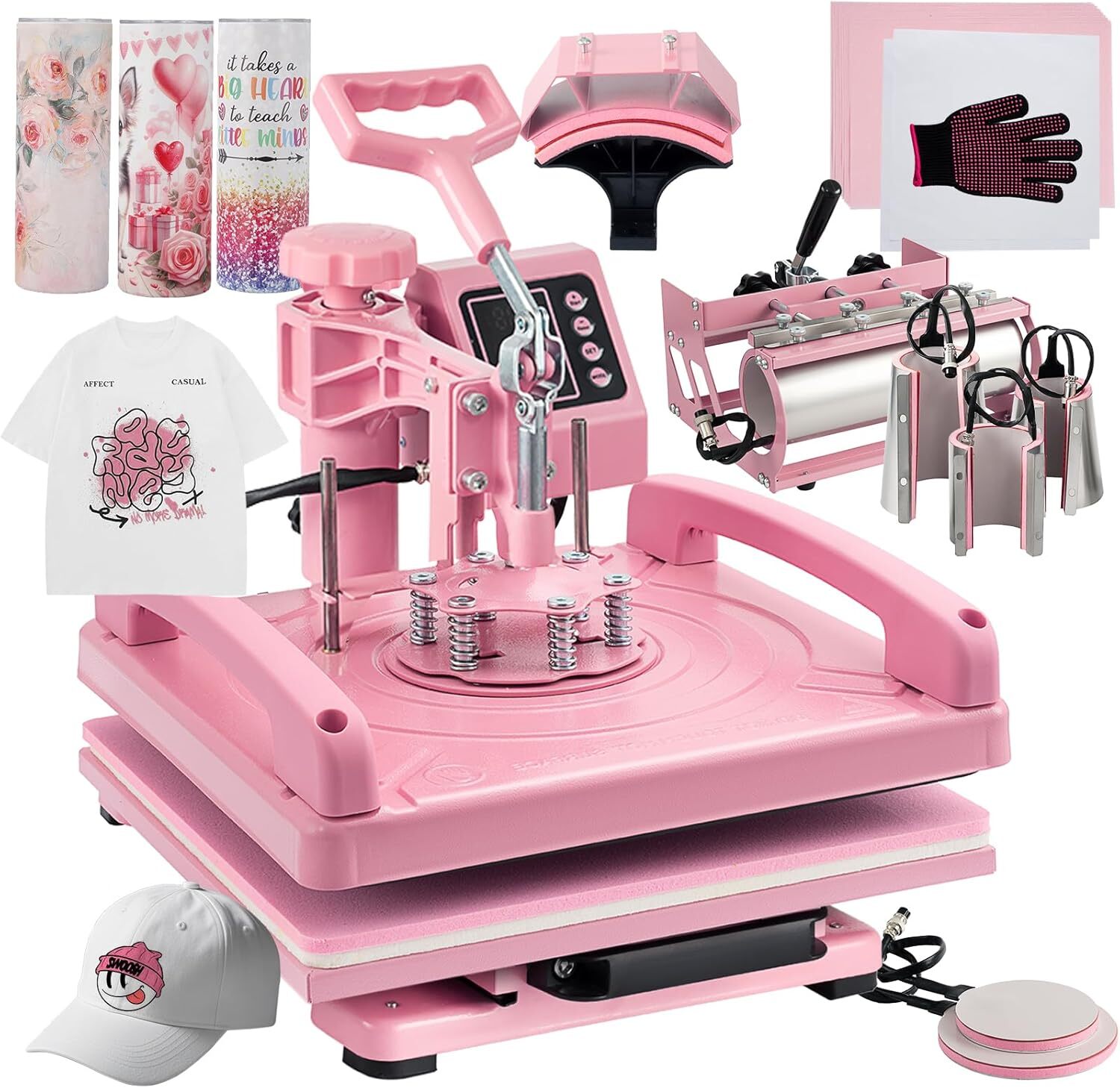 8IN1 Combo Heat Press Machine 15″x15″ Sublimation Transfer T-Shirt Mug Plate Hat