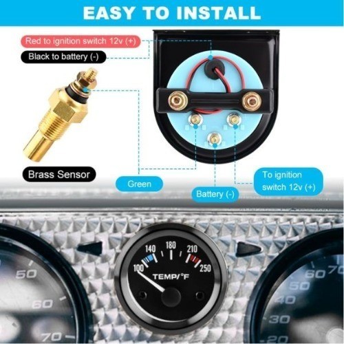 2″» 52mm Water Temp Gauge, 100-250℉ Water Temp Thermometer Meter Kit Car Access