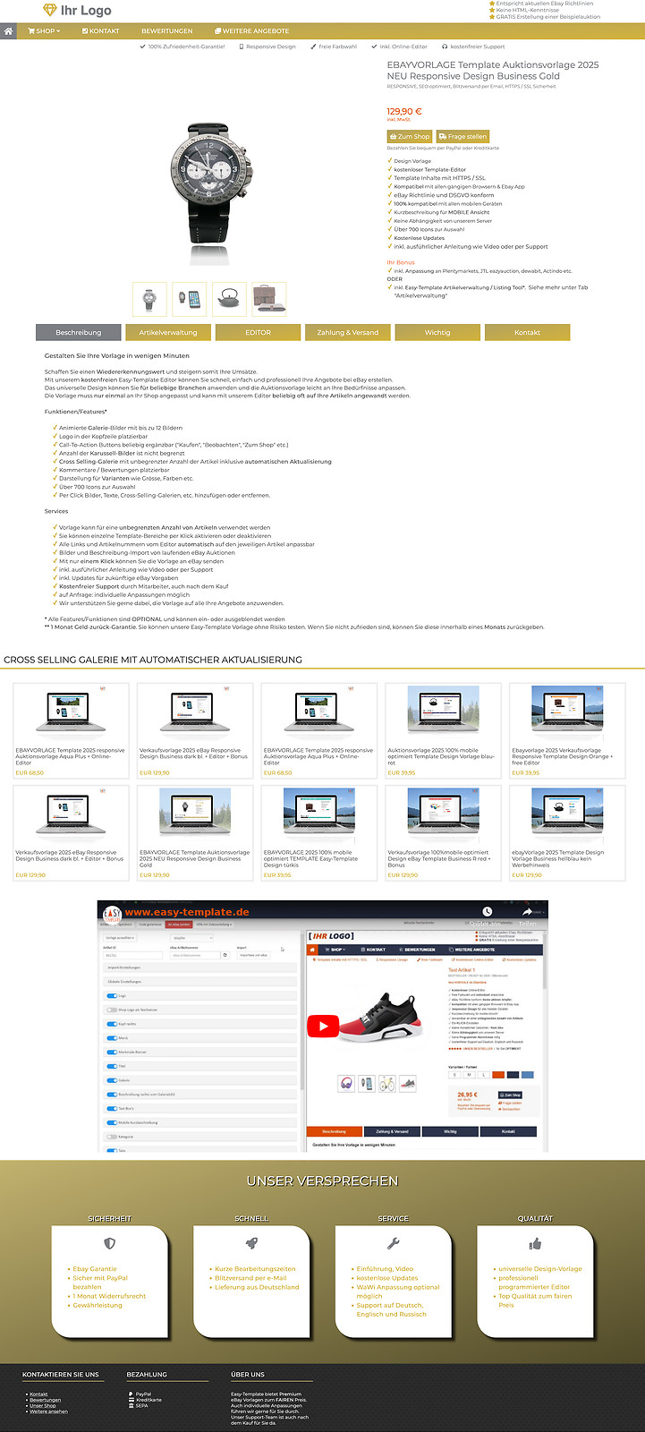 EBAY TEMPLATE template auction template 2026 new responsive design business gold