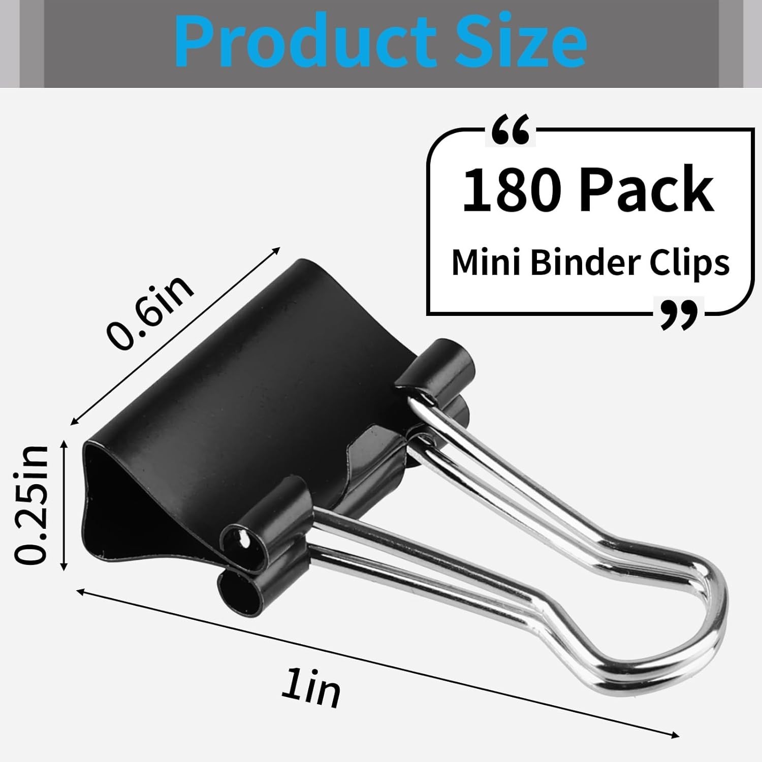 180Pcs Small Binder Clips, Mini Binder Clips, 0.63 In/15Mm Clips Office Supplies