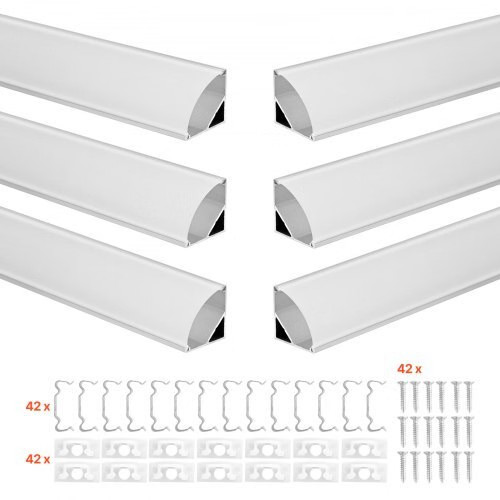 10-Pack 6.6 ft/2M V Shape LED Aluminum Channel, with Milky Cover, End Caps and
