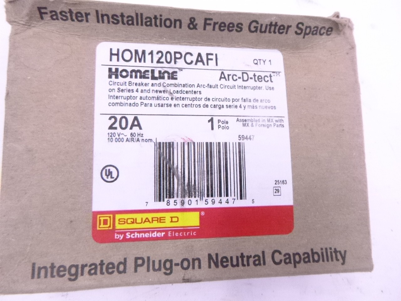 Square D/Homeline 20A Circuit Breaker & Combination Arc-Fault Circuit Interupter