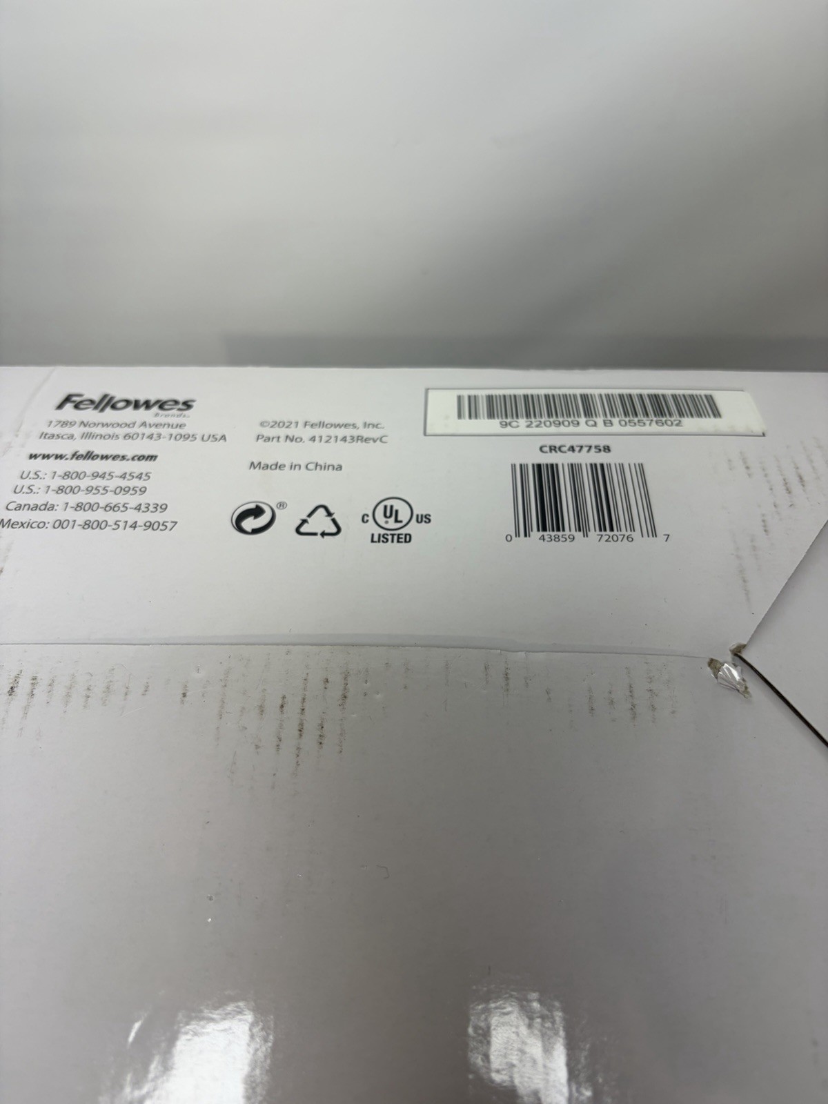 Fellowes Powershred 9C 9 Sheet Cross Cut Paper Shredder New open box