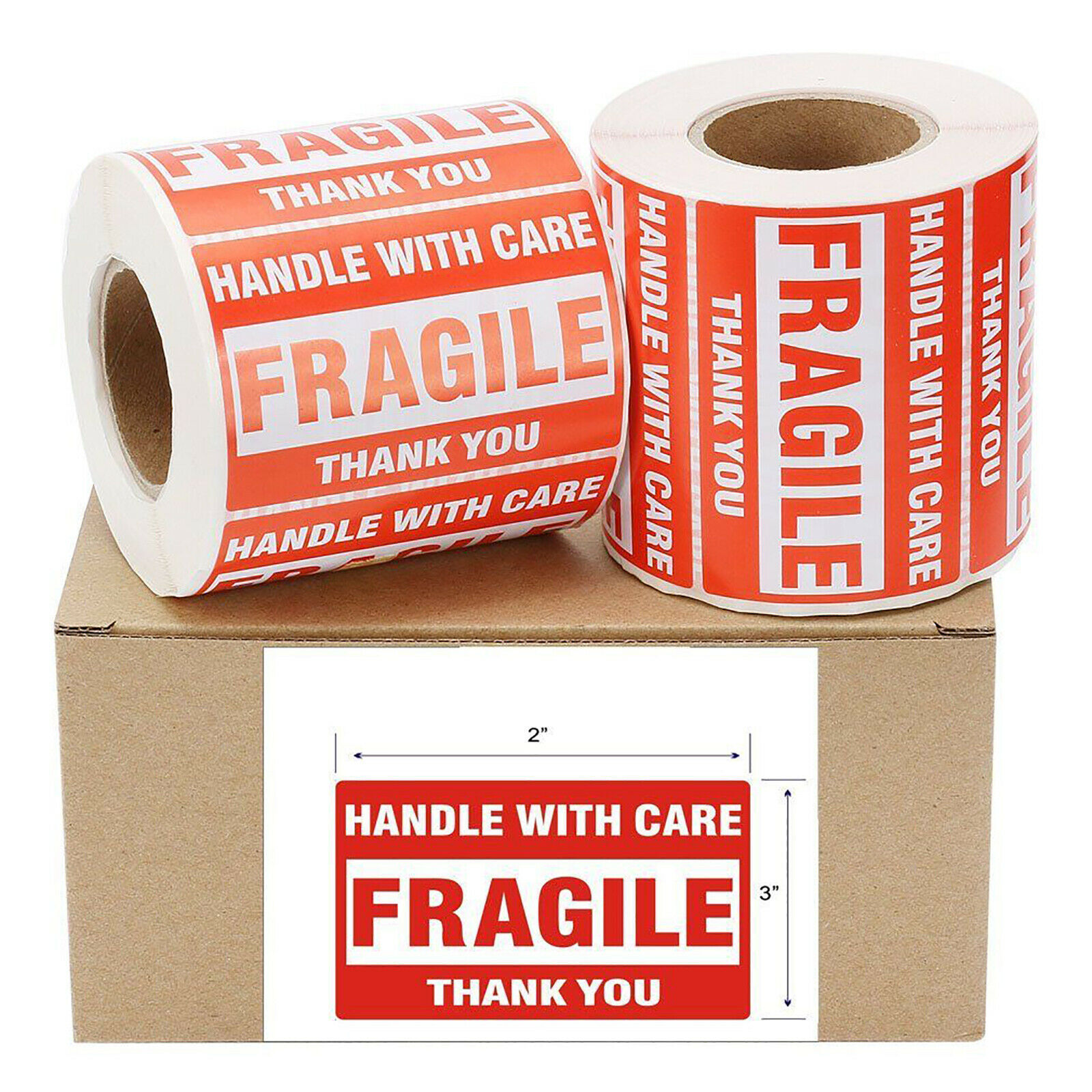 1-10 Rolls 2×3 Mailing Fragile Labels FRAGILE HANDLE WITH CARE Stickers 500/Roll
