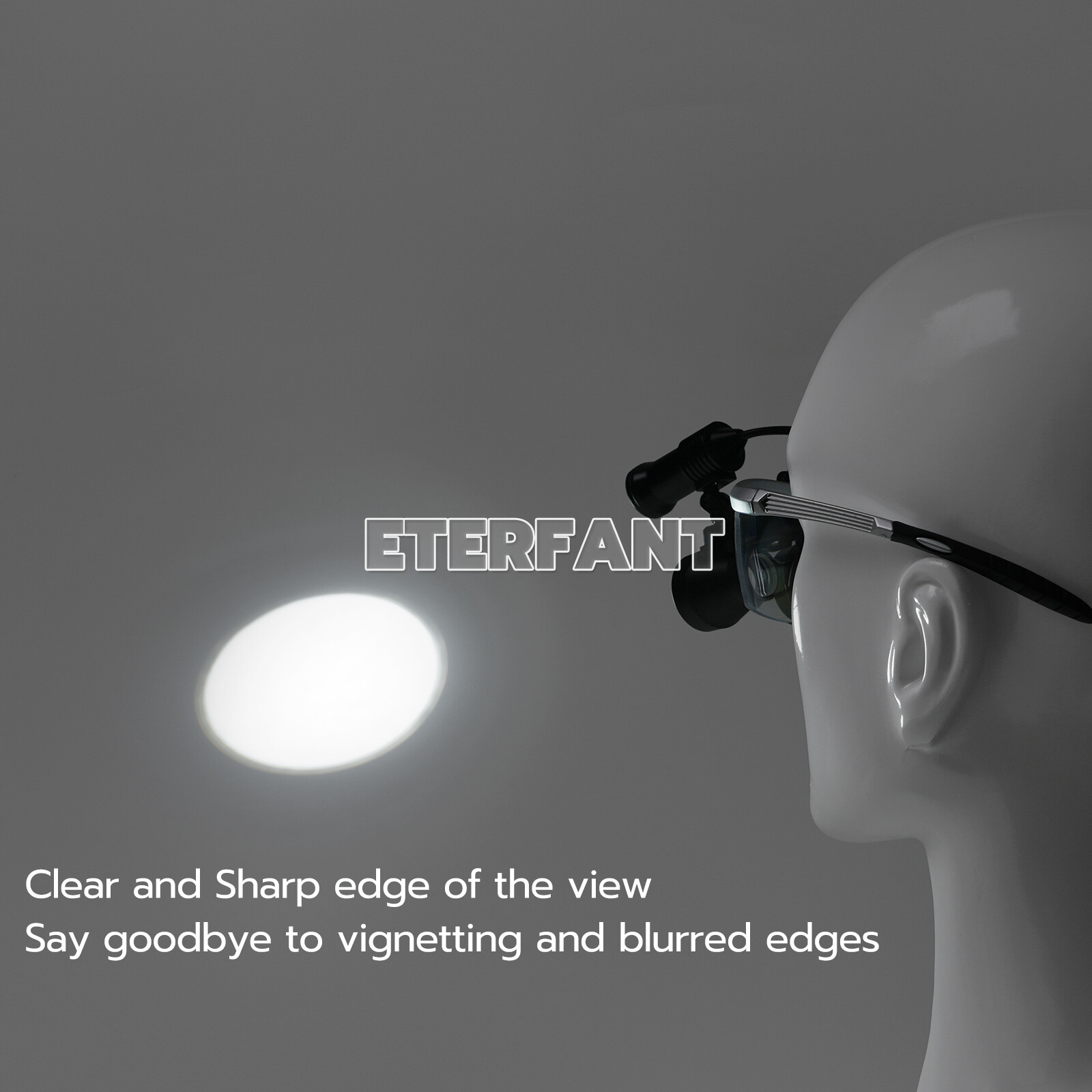 ETERFANT Dental 3.5X HD Binocular Magnifier Loupes Silver+5W LED Head Light Lamp