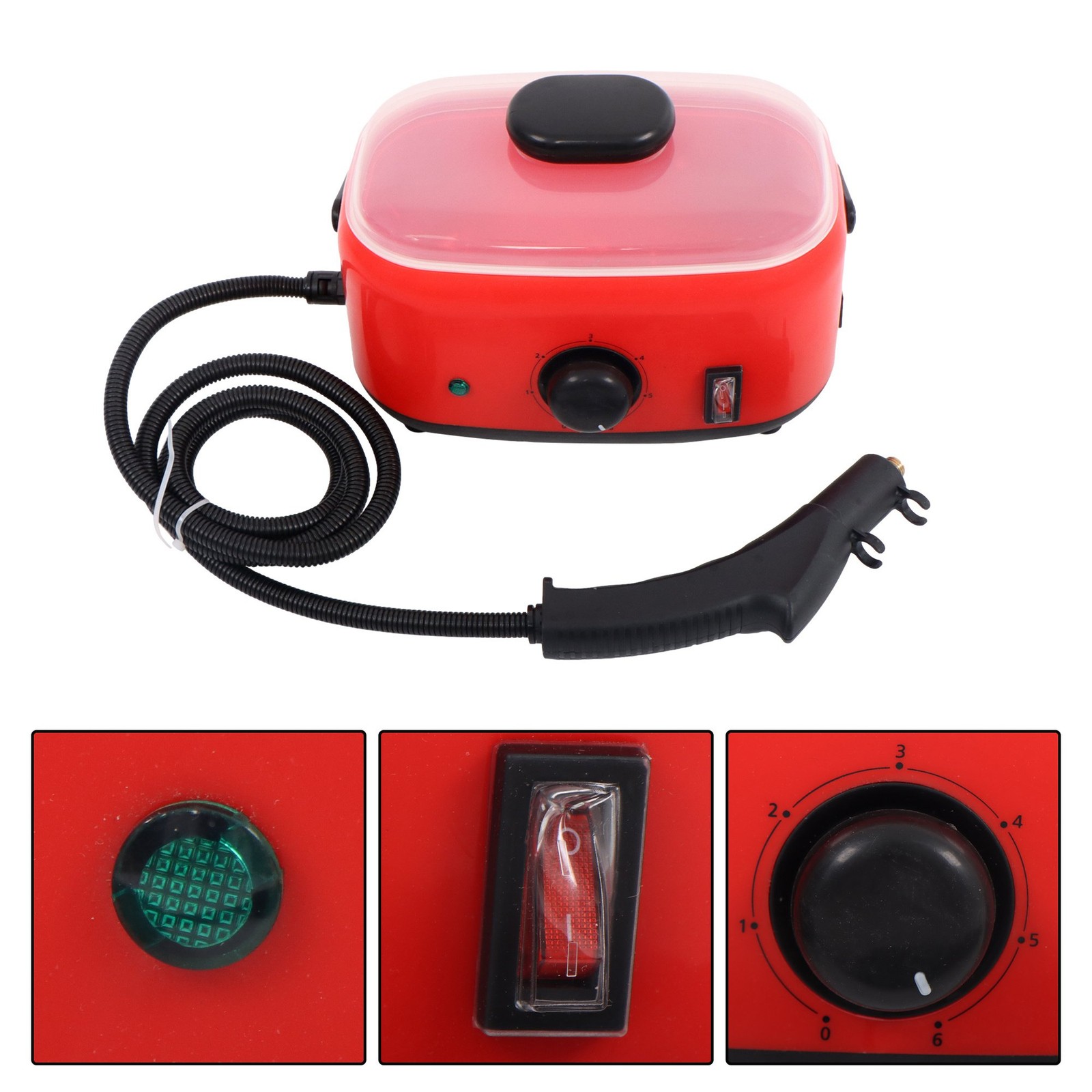2500W Steam Cleaner 1500ml 110V Red Portable-Car Engine Degreasing&Tile Grout