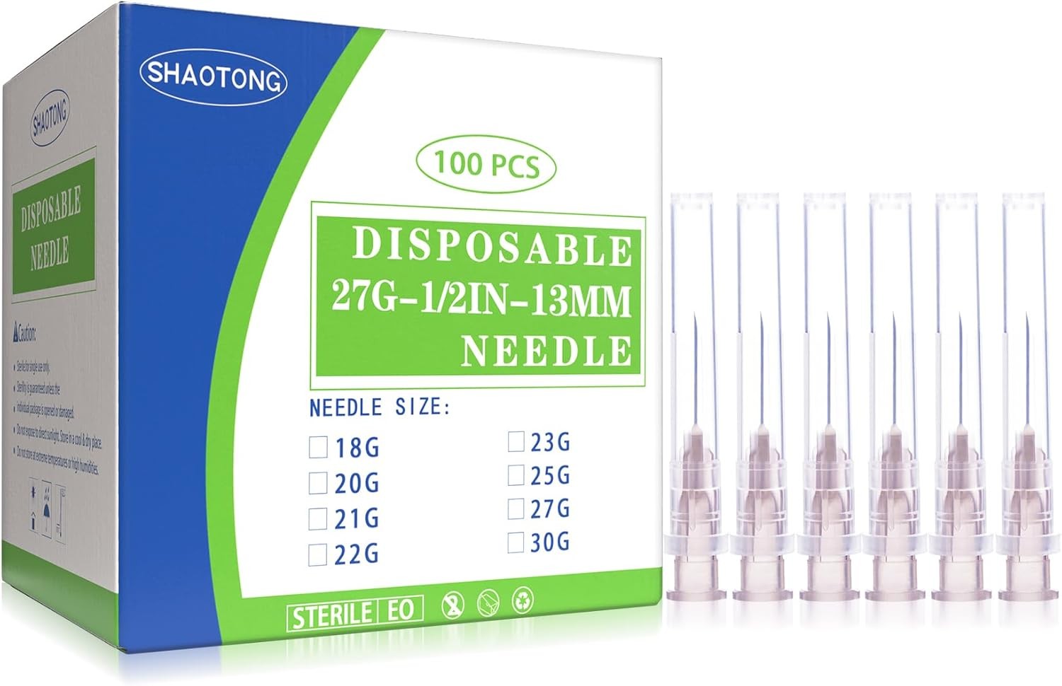 100 Pack 27 Gauge 1/2 Inch Luer Lock Needles Sterile Lab Dispensing Supplies