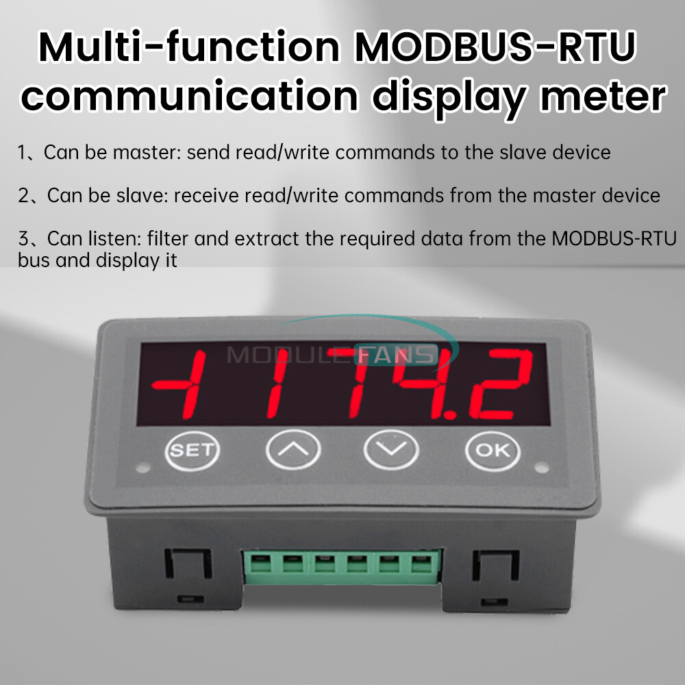 MODBUS-RTU Communication Display Meter RS485 Master-Slave-Monitored DC 8-25V