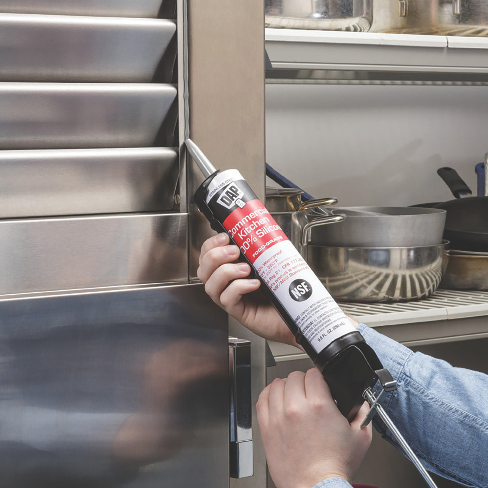 DAP Commercial Kitchen 100% Silicone Sealant: 9.8 fl oz. (Stainless Steel)