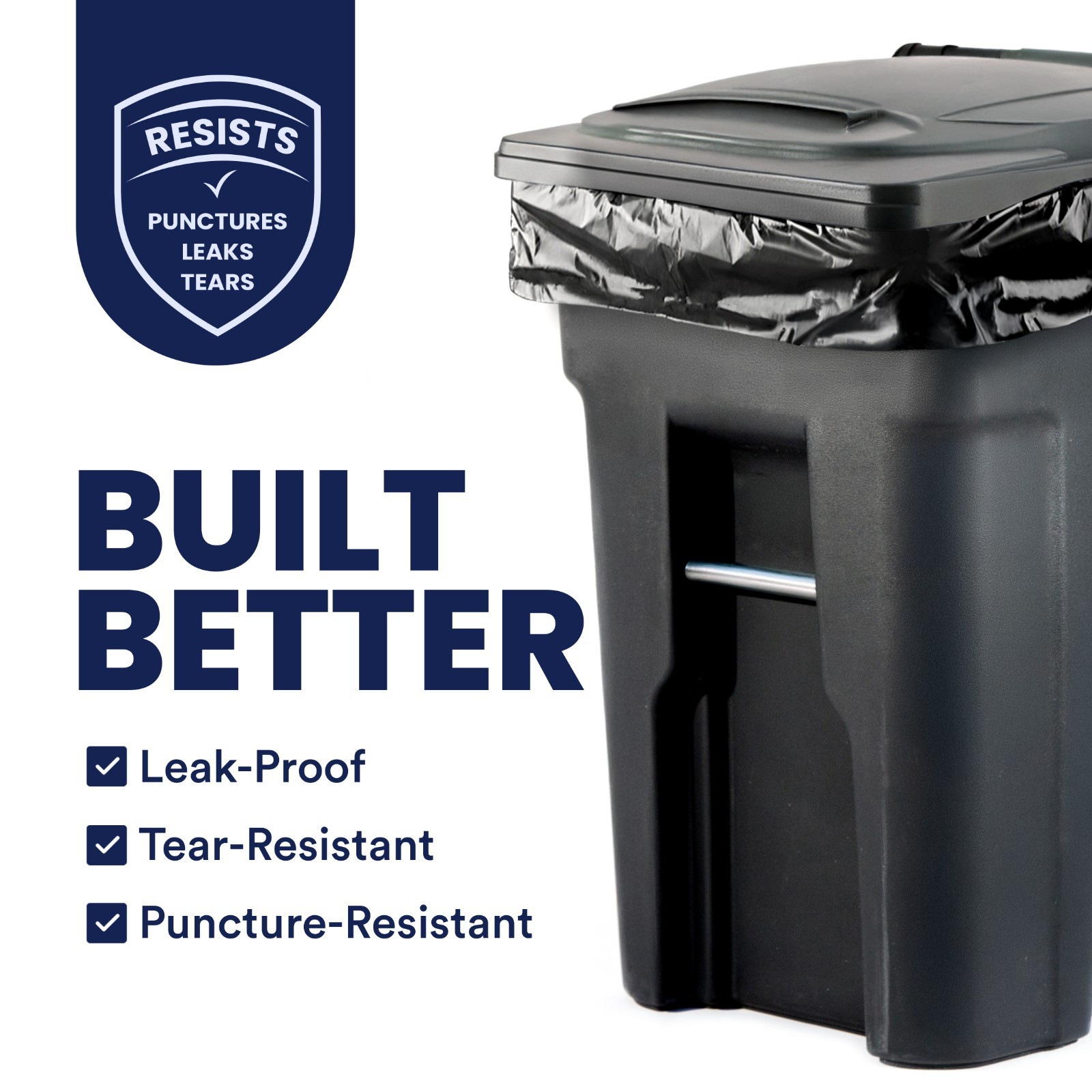 Plasticplace 95-96 Gallon Trash Bags – 1.2 mil thick – 50 Bags on Rolls