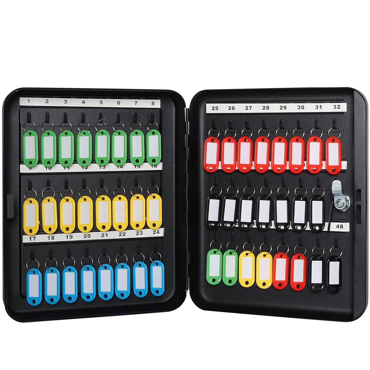 48 Key Storage Lock Box Wall Mount Metal Security Cabinet 11.81×9.45″ Black