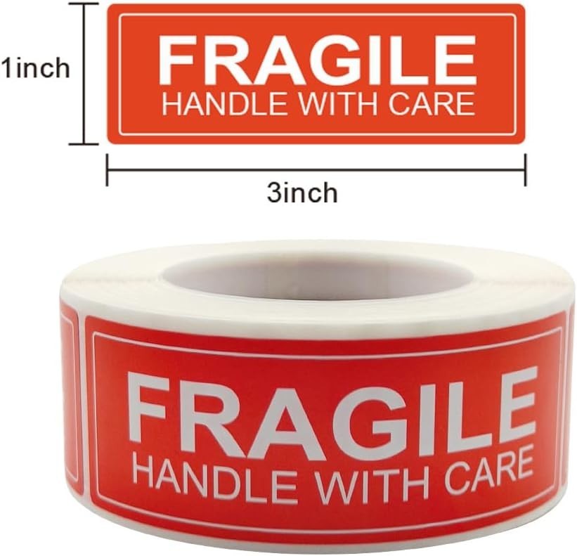 300PCS Fragile Stickers for Shipping Moving,1×3 Inch Small Glass Handle with …