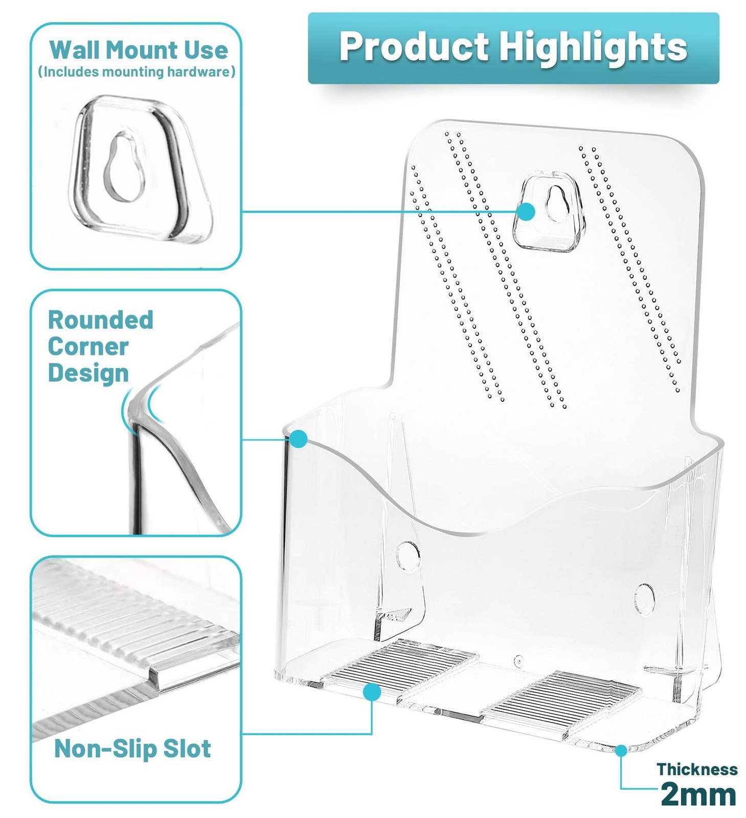 Viymgit Acrylic Brochure Holder 6 x 8 Inches, 6-Pack Clear Plastic Display St…