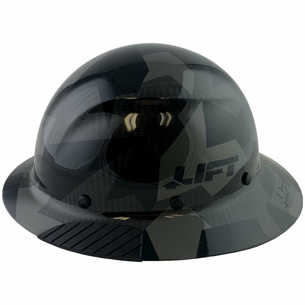 DAX Actual Carbon Fiber Full Brim Lift Safety Hard Hat – Camo Black