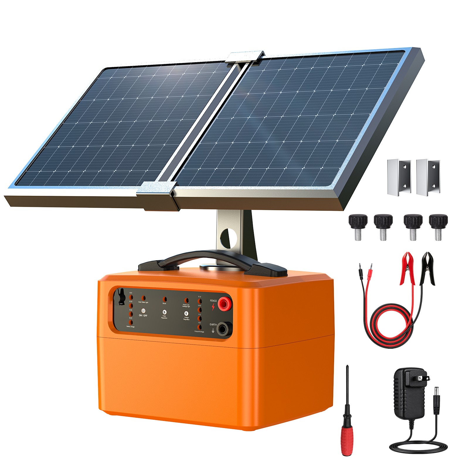 15W Solar Powered Fence Charger 30 Miles 0.3J-1.5J Electric Fence Energizer US