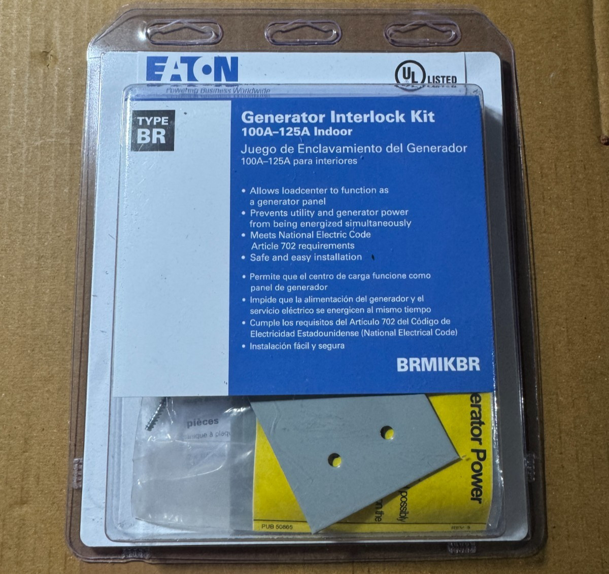 Eaton Generator Interlock Kit for Back Feed BR Load Centers