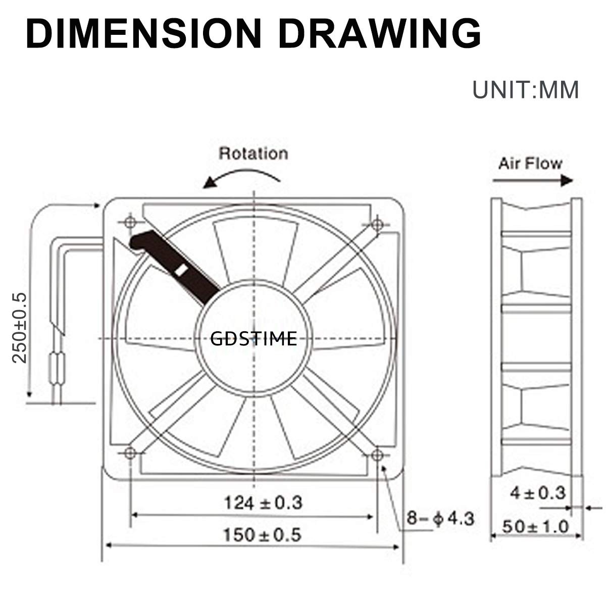 GDSTIME AXIAL Fan 15050, 110V 120V AC 150mm x 150mm x 50mm Fan, Ventilation Exha
