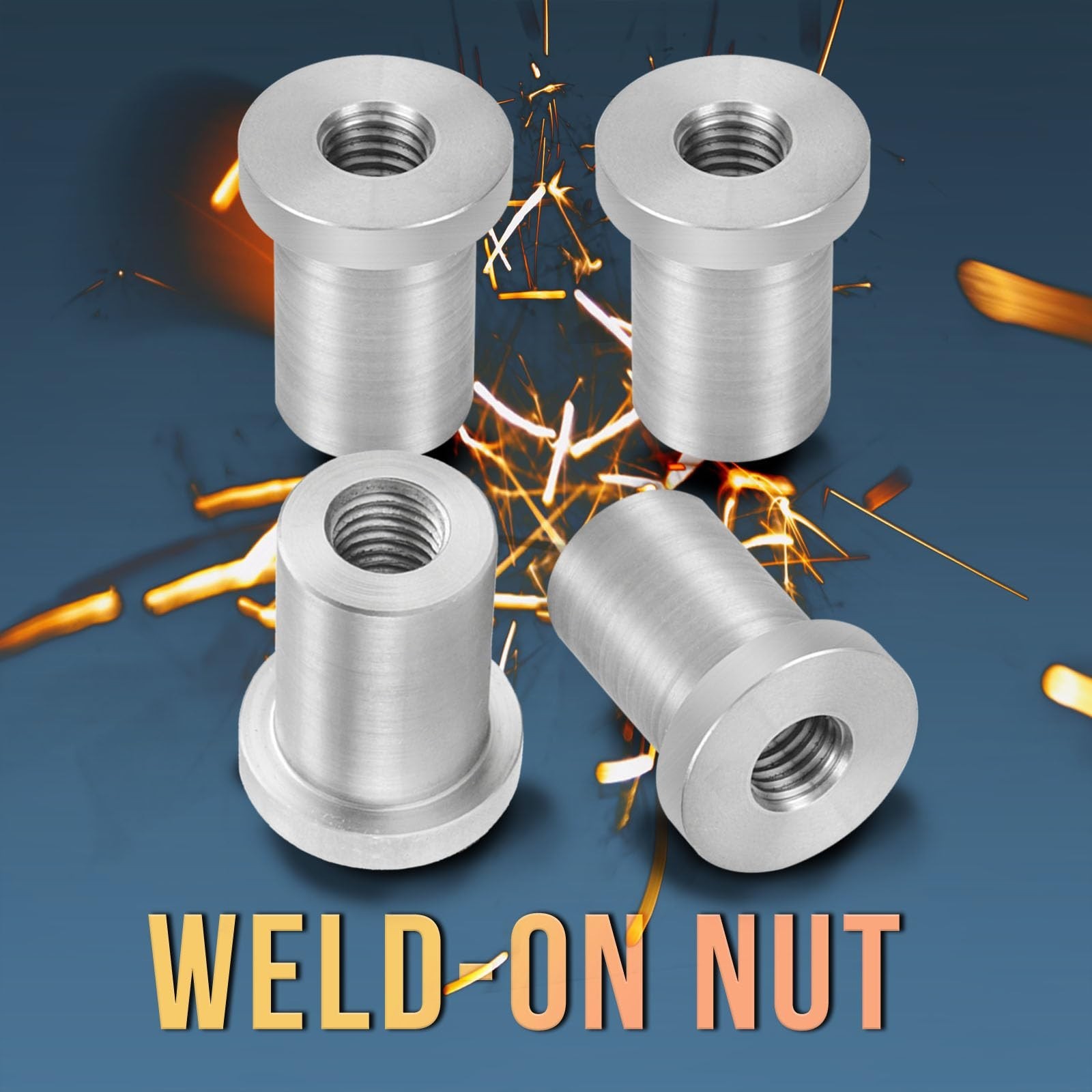 Weld-On Nut,3/8″-16 Thread Long Threaded Stepped Bung Female Weld Nut Steel C…