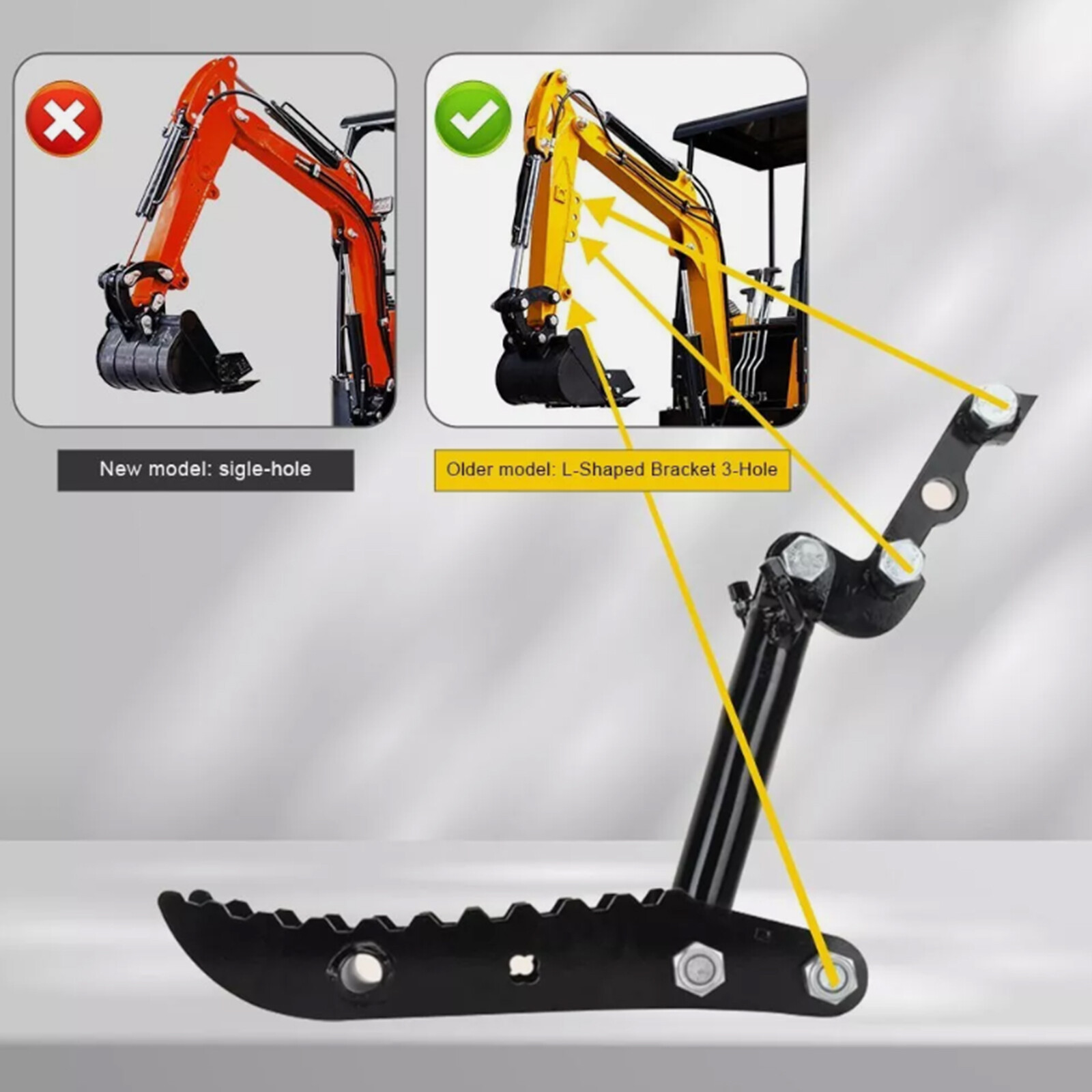 L-Shaped 3-Holes Bracket Hydraulic Thumb Clip Fits Mini Excavators Attachments