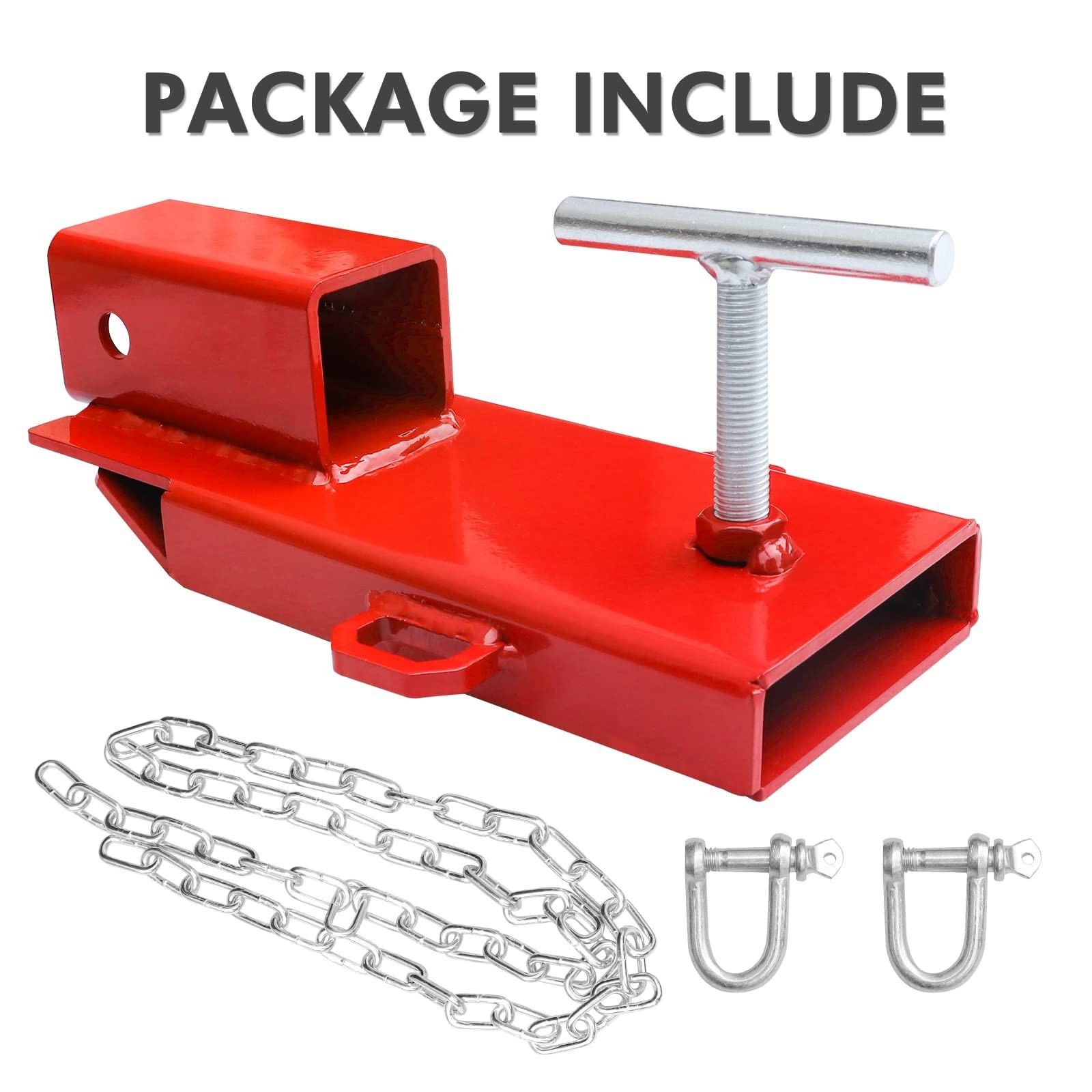 2″ Receiver Forklift Trailer Hitch Attachment, Towing Adapter with Chain – Red