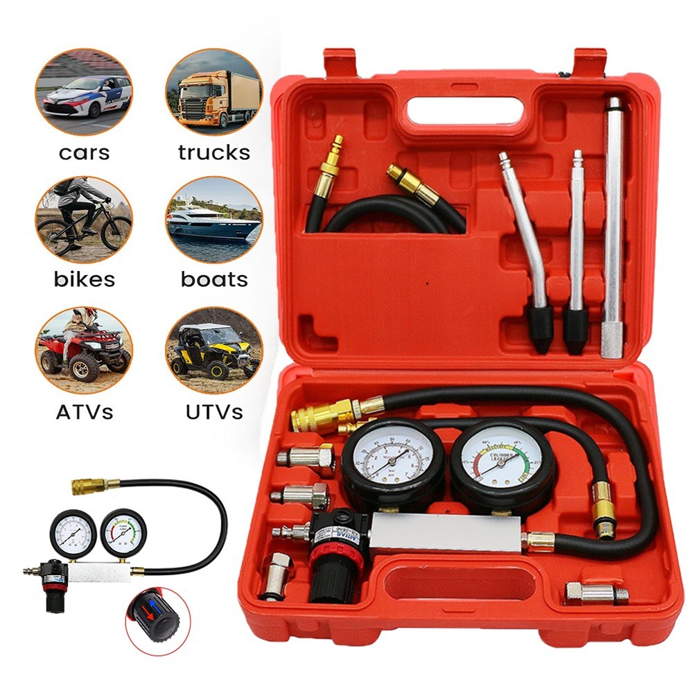 Engine Compression Diagnosis Tester Cylinder Leak Down Gauges Detector Leakage