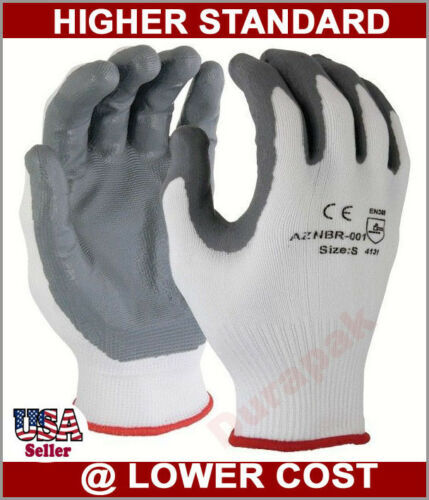 36 Pairs Textured Foam Nitrile Coating Nylon Lycra Glove Gloves White S,M,L,XL