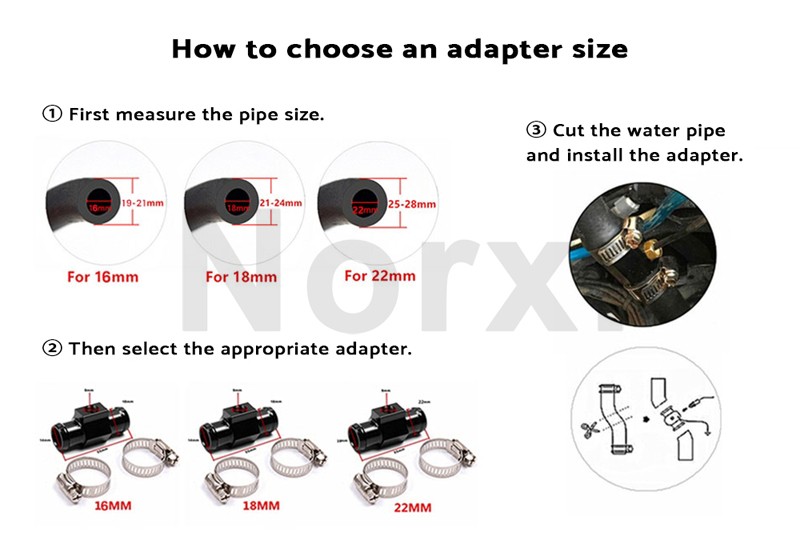 Water Temp Gauge Digital Display Temperature 0~120℃ Car Motorcycle Meter Sensor