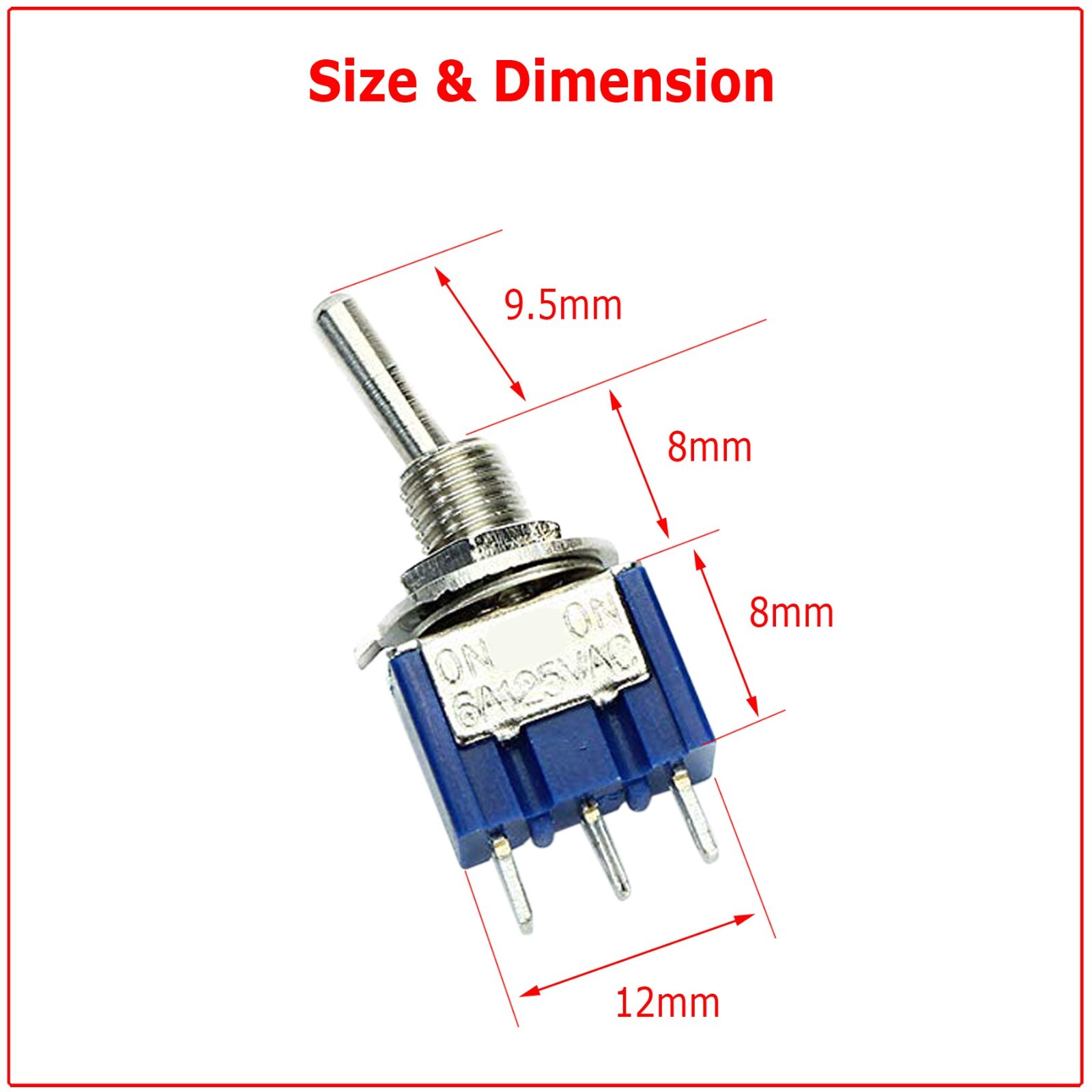 20 PCS MTS-102 SPDT Mini Toggle Switch ON-ON 3-Position 6A/125VAC ~ US STOCK