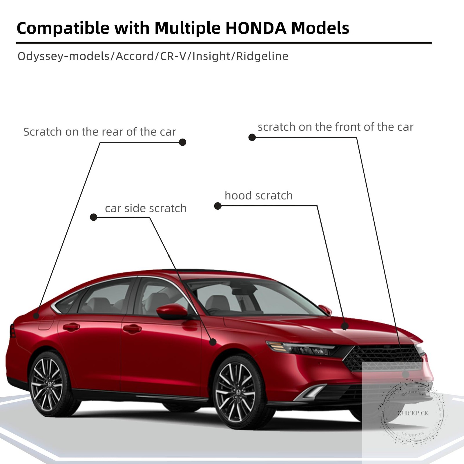 Radiant Red Metallic(R-569M) Car Paint Touch Up Pen Compatible with Honda,2-In-1