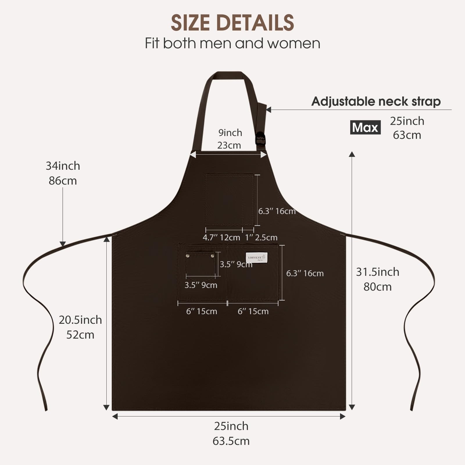 Kitchen Apron, Chef Aprons for Men Women with 5 Pockets, Adjustable Bib Baris…