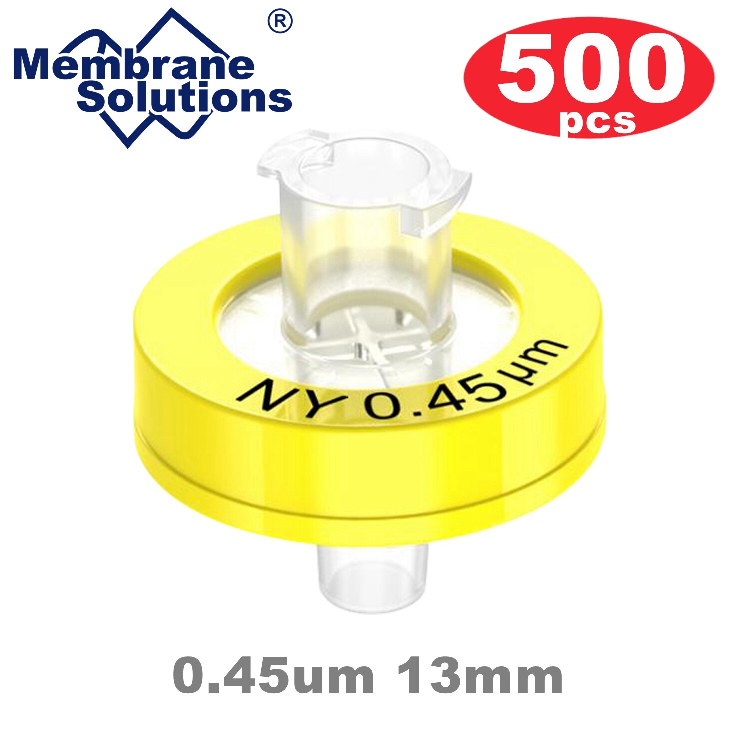 500Pk Nylon Syringe Filter 13mm Diameter 0.45μm Pore Size No-Sterile Hydrophilic