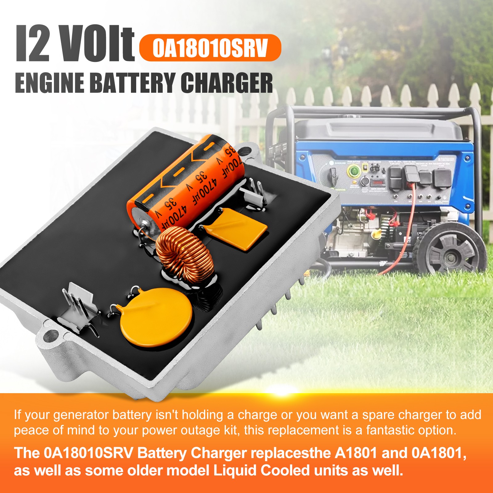 0A18010SRV Engine Battery Charger Assy Replacement for Generac Generator 4390-0