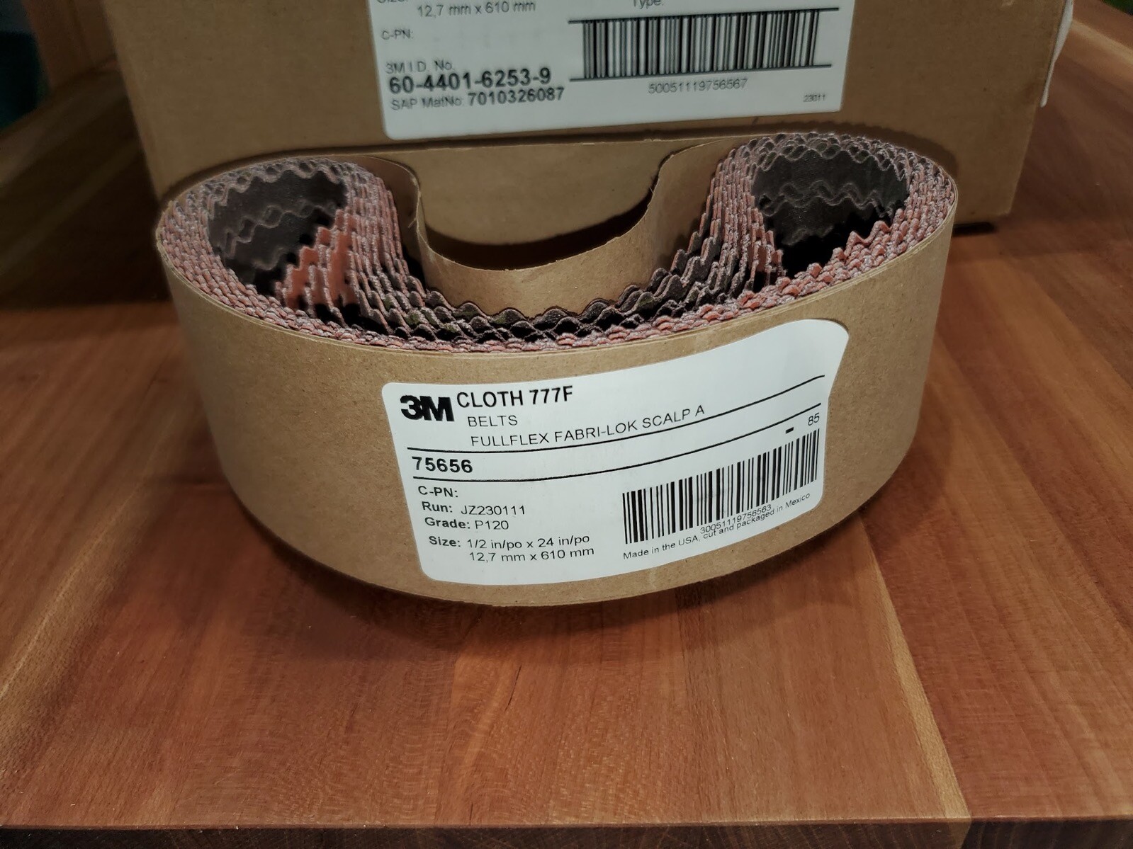 (50 Pack) 3M 1/2” x 24” 777F 120 Grit Ceramic Scalloped Sanding Grinding Belt
