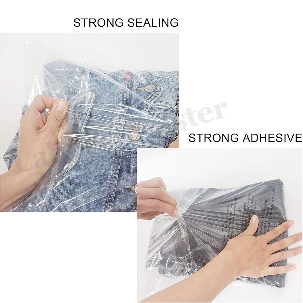 Clear Poly Bags Resealable Suffocation Warning OPP Cello Merchandise Packaging