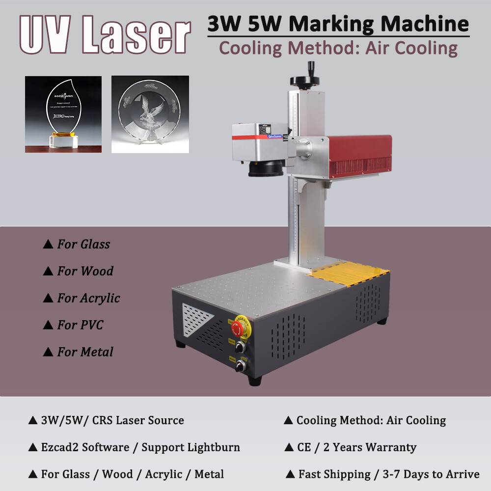Air Cooling 5W UV Laser Marking Engraver Machine For Glass Wood Metal Leaf