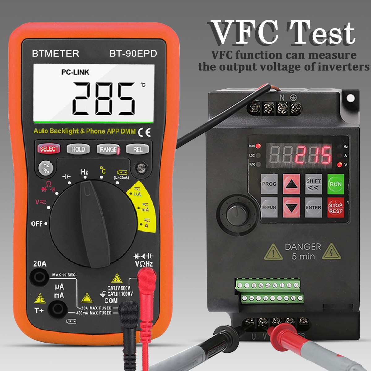 BTMETER Bluetooth Digital Multimeter 4000 Count AC/DC Voltage Current Resistance