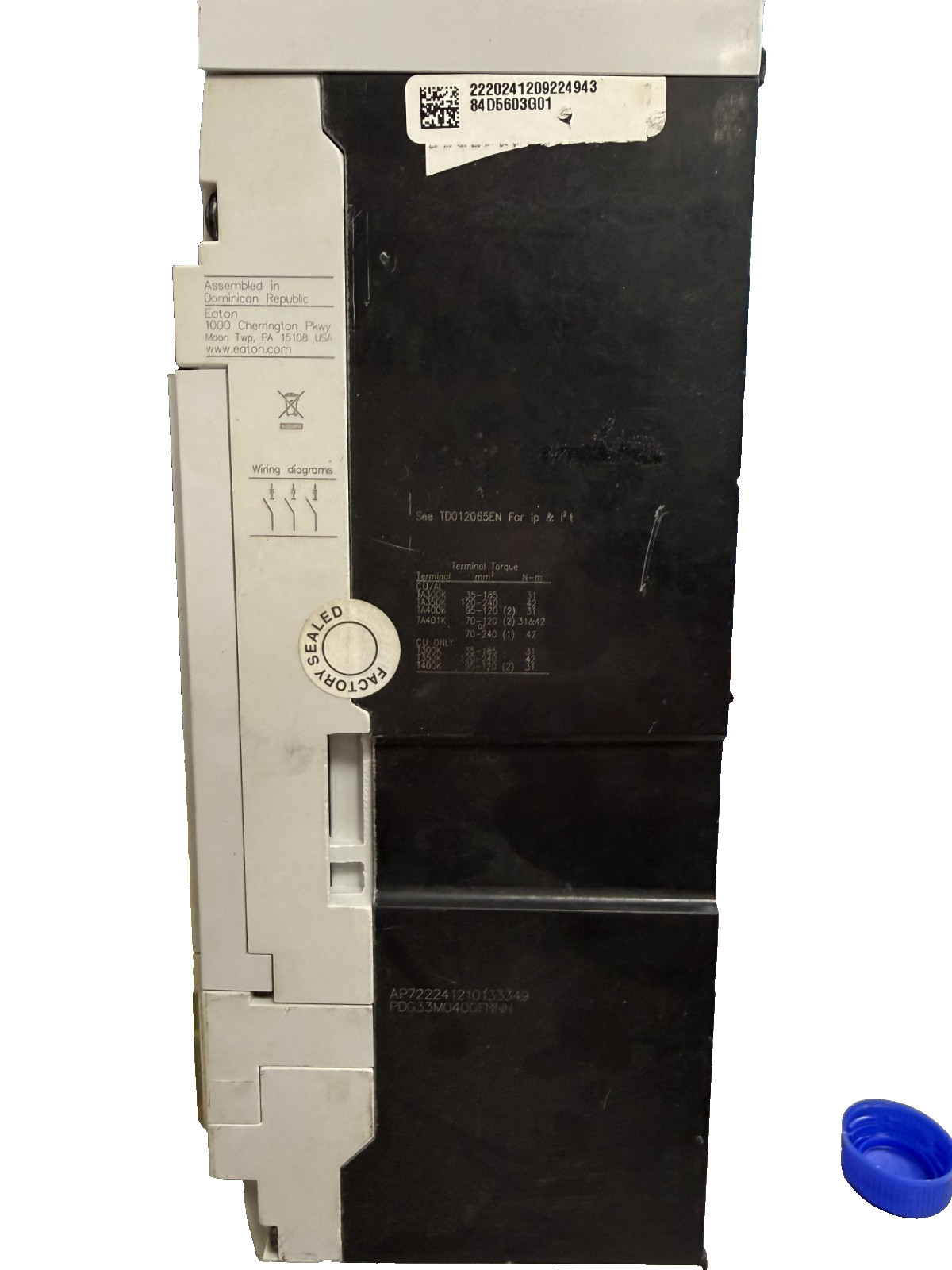 Eaton PDG33M0400FNNN Power Defense 3-Pole 400A Frame 250A Trip Unit 600Vac