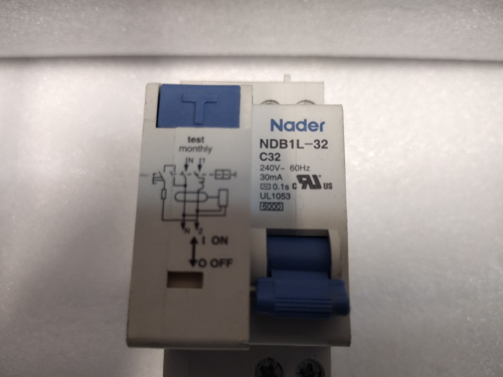 Nader NDB1L-32 /C32-240V DIN Rail Mount Ground Fault Circuit Breaker